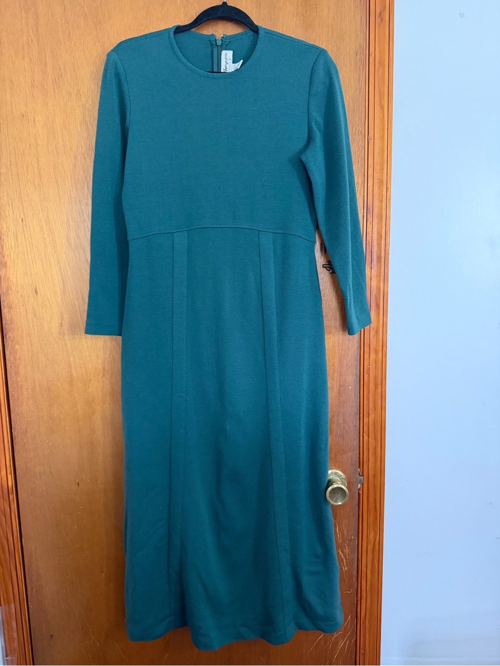 Vintage Teal Long Sleeve Midi Dress